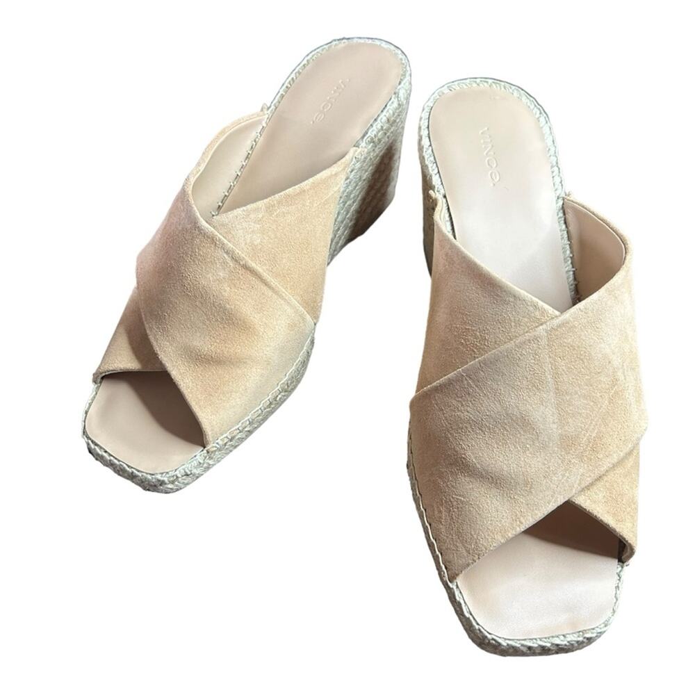 Vince Gaelan Suede Crossover Strap Espadrille Wedge Peep Toe Heels NEW 11 - Picture 5 of 11